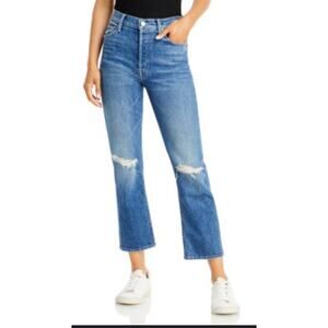 MOTHER Denim The Tomcat Distressed Crop Jeans in Playing with Scissors 28